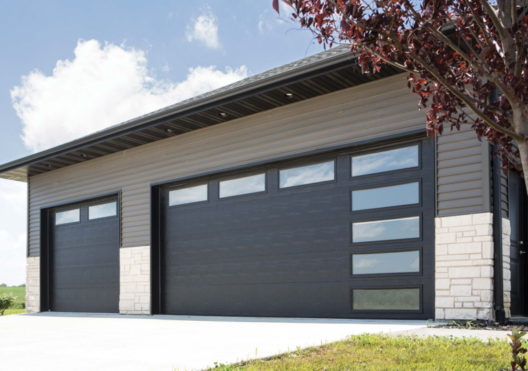 A modern, insulated garage door installed in Edmonds, showcasing energy-efficient and secure upgrades.